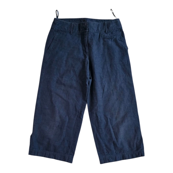 Eileen Fisher Navy Wide Leg Cotton Pants S - Picture 1 of 5